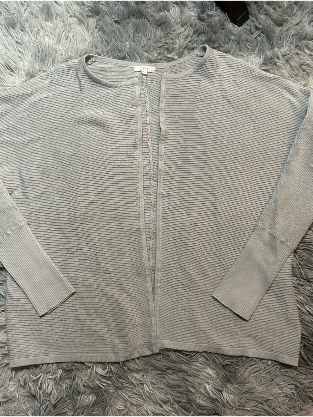 Light Gray Open-Front Ribbed Women's Cardigan